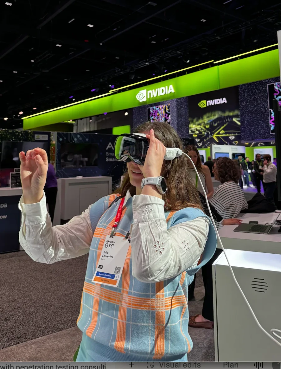 Julie Coorevits at NVIDIA GTC 2025 with VR glasses